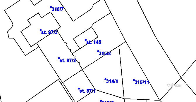 Parcela st. 315/8 v KÚ Žernovice, Katastrální mapa