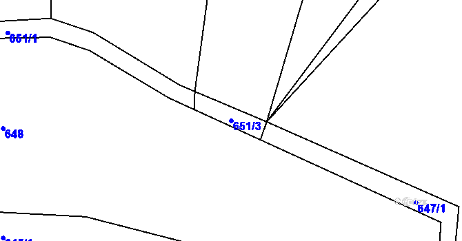 Parcela st. 651/3 v KÚ Žernovice, Katastrální mapa