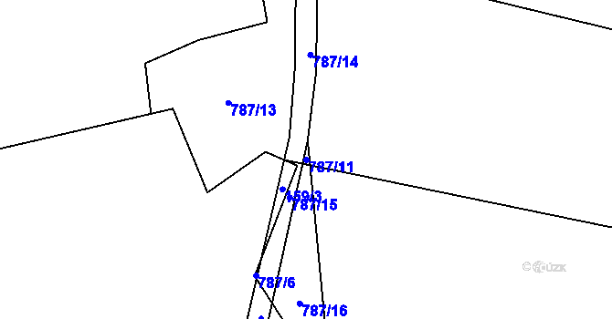 Parcela st. 787/11 v KÚ Žernovice, Katastrální mapa