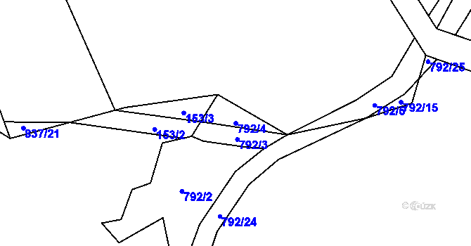 Parcela st. 792/4 v KÚ Žernovice, Katastrální mapa