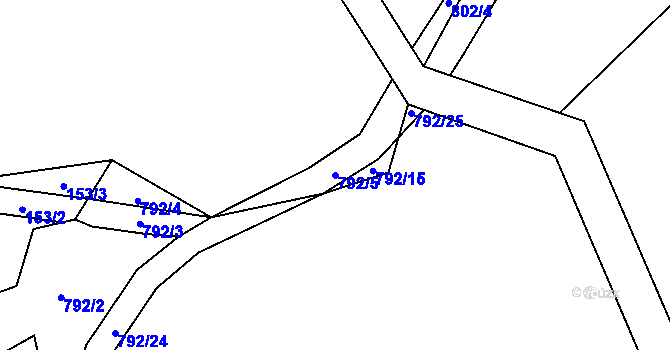 Parcela st. 792/5 v KÚ Žernovice, Katastrální mapa