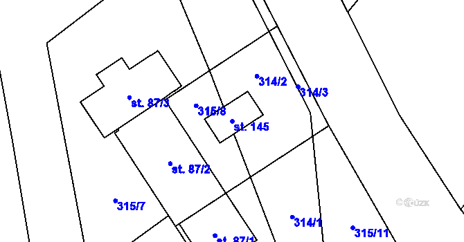 Parcela st. 145 v KÚ Žernovice, Katastrální mapa
