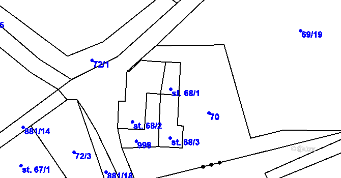 Parcela st. 68/1 v KÚ Žernovice, Katastrální mapa