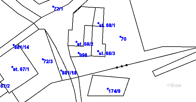 Parcela st. 68/3 v KÚ Žernovice, Katastrální mapa