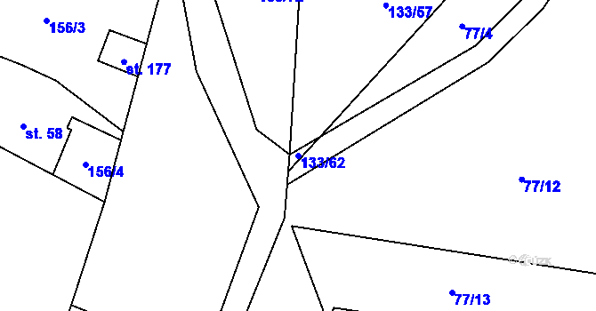 Parcela st. 133/62 v KÚ Žernovice, Katastrální mapa