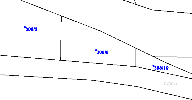 Parcela st. 308/8 v KÚ Žernovice, Katastrální mapa