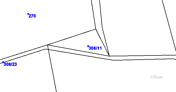 Parcela st. 308/11 v KÚ Žernovice, Katastrální mapa