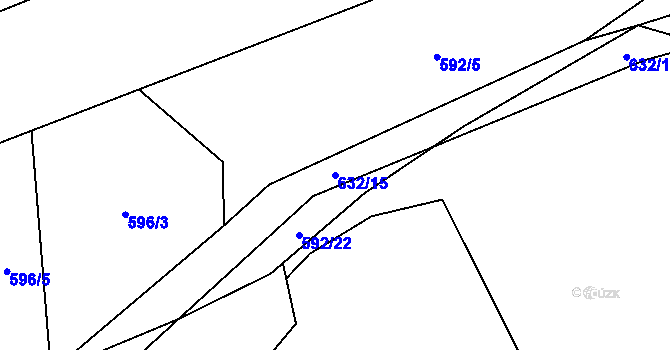 Parcela st. 632/15 v KÚ Žernovice, Katastrální mapa