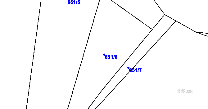 Parcela st. 651/6 v KÚ Žernovice, Katastrální mapa
