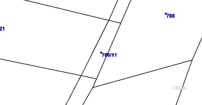 Parcela st. 786/11 v KÚ Žernovice, Katastrální mapa