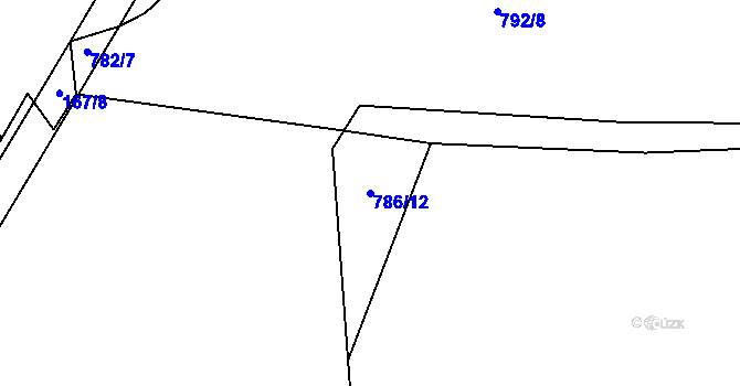 Parcela st. 786/12 v KÚ Žernovice, Katastrální mapa