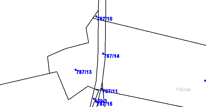 Parcela st. 787/14 v KÚ Žernovice, Katastrální mapa