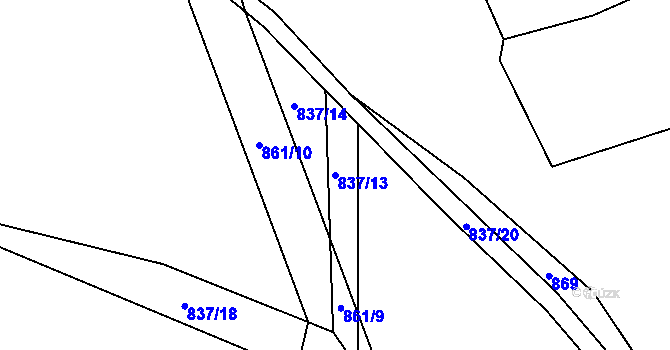 Parcela st. 837/13 v KÚ Žernovice, Katastrální mapa