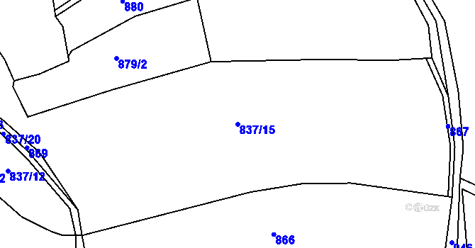 Parcela st. 837/15 v KÚ Žernovice, Katastrální mapa