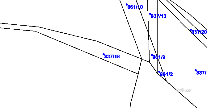 Parcela st. 837/18 v KÚ Žernovice, Katastrální mapa