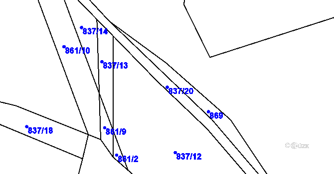 Parcela st. 837/20 v KÚ Žernovice, Katastrální mapa
