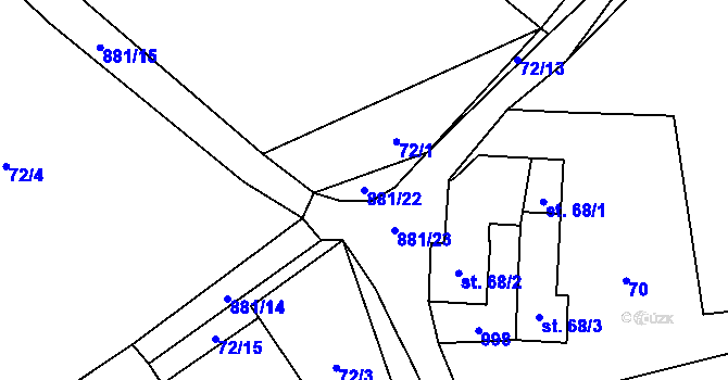 Parcela st. 881/22 v KÚ Žernovice, Katastrální mapa