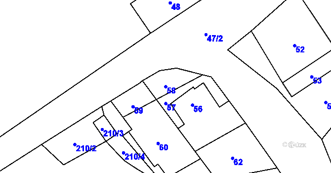 Parcela st. 58 v KÚ Nebanice, Katastrální mapa