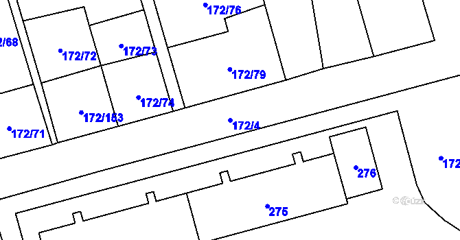 Parcela st. 172/4 v KÚ Nebanice, Katastrální mapa