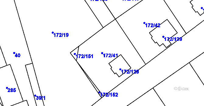 Parcela st. 172/41 v KÚ Nebanice, Katastrální mapa