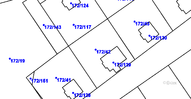 Parcela st. 172/42 v KÚ Nebanice, Katastrální mapa