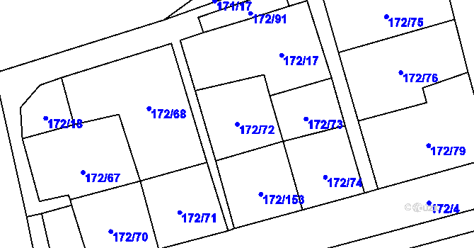 Parcela st. 172/72 v KÚ Nebanice, Katastrální mapa
