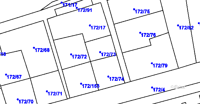Parcela st. 172/73 v KÚ Nebanice, Katastrální mapa