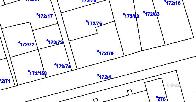 Parcela st. 172/79 v KÚ Nebanice, Katastrální mapa