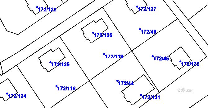 Parcela st. 172/119 v KÚ Nebanice, Katastrální mapa