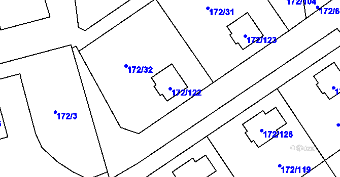 Parcela st. 172/122 v KÚ Nebanice, Katastrální mapa
