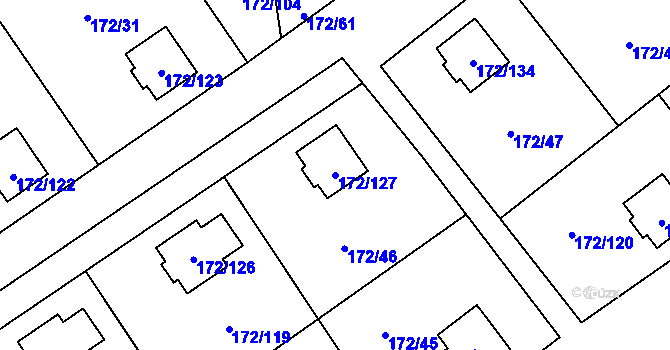 Parcela st. 172/127 v KÚ Nebanice, Katastrální mapa