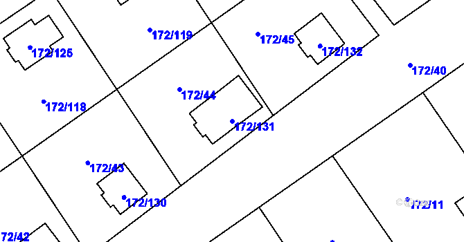 Parcela st. 172/131 v KÚ Nebanice, Katastrální mapa