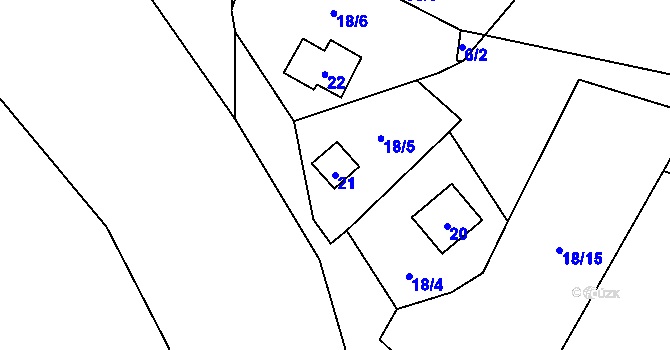 Parcela st. 21 v KÚ Vrbová, Katastrální mapa