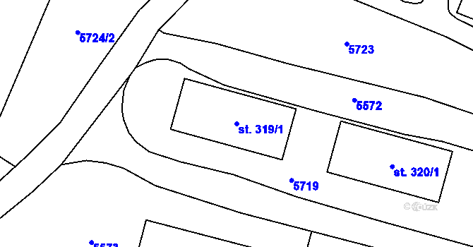 Parcela st. 319/1 v KÚ Nebeská Rybná, Katastrální mapa