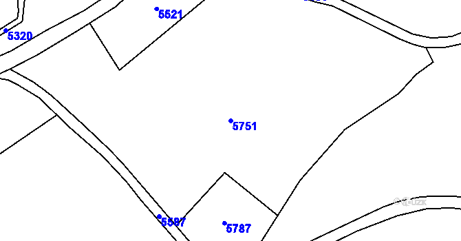 Parcela st. 5751 v KÚ Nebeská Rybná, Katastrální mapa