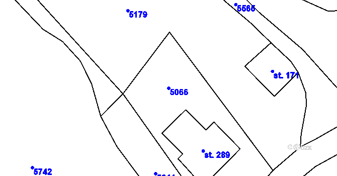Parcela st. 5066 v KÚ Nebeská Rybná, Katastrální mapa