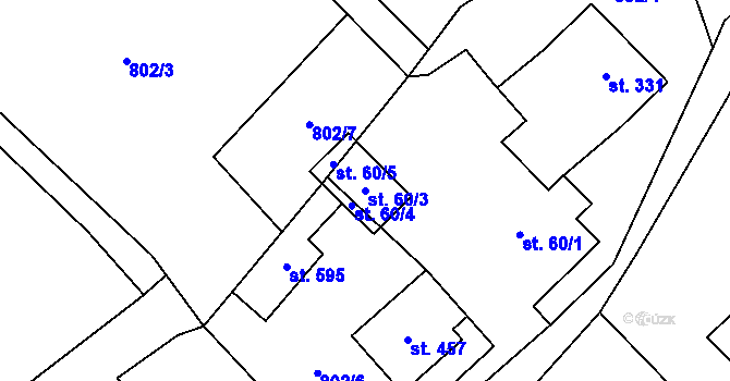 Parcela st. 60/3 v KÚ Nebory, Katastrální mapa