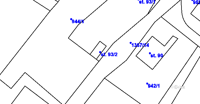 Parcela st. 93/2 v KÚ Nebory, Katastrální mapa