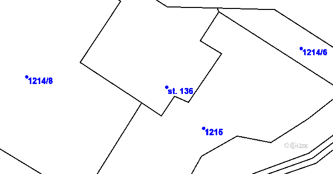 Parcela st. 136 v KÚ Nebory, Katastrální mapa