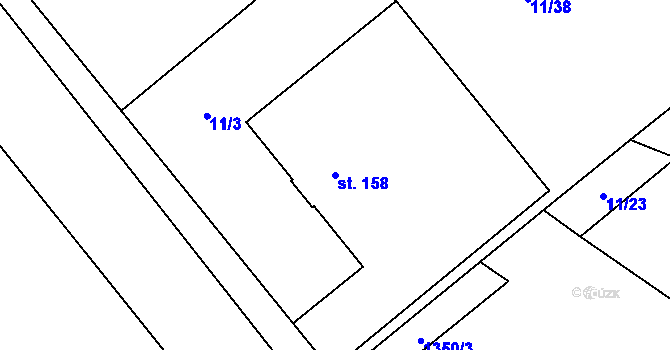 Parcela st. 158 v KÚ Nebory, Katastrální mapa