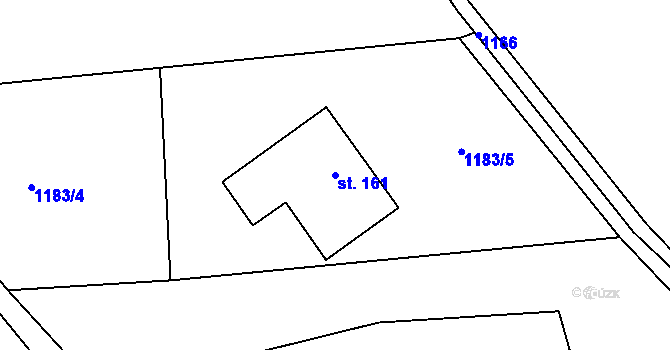 Parcela st. 161 v KÚ Nebory, Katastrální mapa