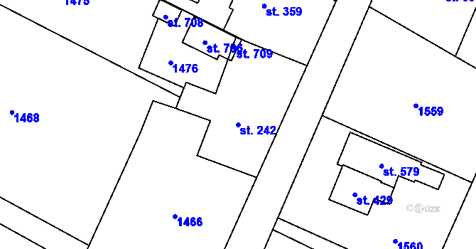 Parcela st. 242 v KÚ Nebory, Katastrální mapa