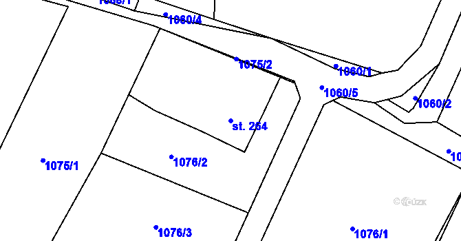Parcela st. 264 v KÚ Nebory, Katastrální mapa