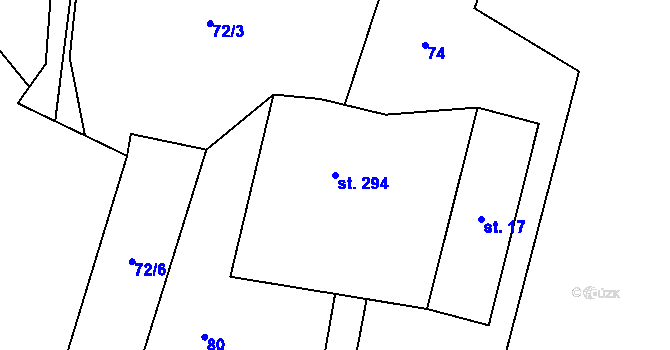 Parcela st. 294 v KÚ Nebory, Katastrální mapa