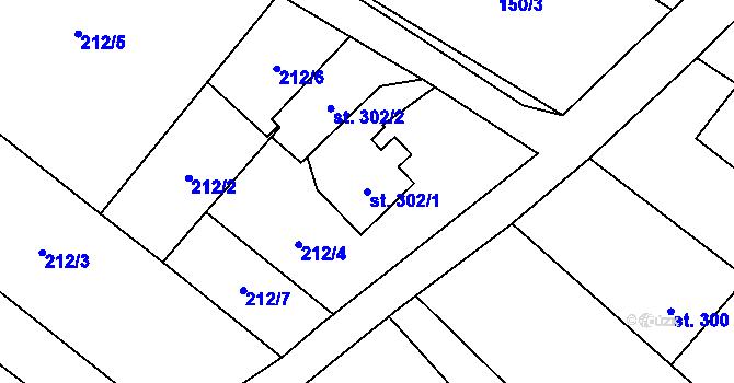 Parcela st. 302/1 v KÚ Nebory, Katastrální mapa