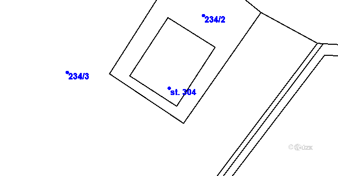 Parcela st. 304 v KÚ Nebory, Katastrální mapa