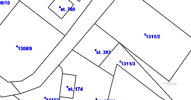 Parcela st. 397 v KÚ Nebory, Katastrální mapa