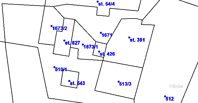 Parcela st. 426 v KÚ Nebory, Katastrální mapa