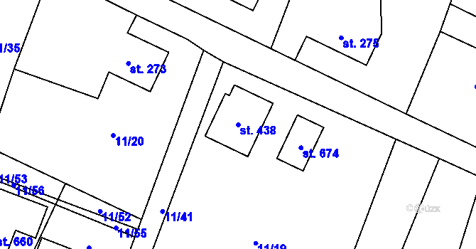 Parcela st. 438 v KÚ Nebory, Katastrální mapa