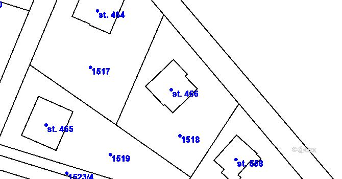Parcela st. 466 v KÚ Nebory, Katastrální mapa